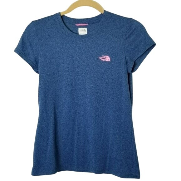 The North Face Tops - The North Face Women's Blie Vaporwick Shirt Blue Pink Logo Size Small EUC
